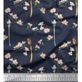 thumbnail image 1 of Soimoi Moss Georgette Fabric Leaves,Floral & Paradise Flycatcher Bird Printed Craft Fabric by The Yard 42 Inch Wide, 1 of 1