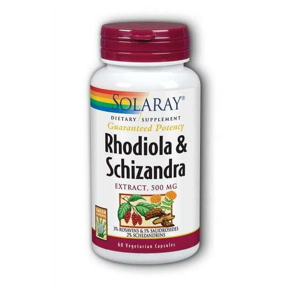 Solaray Rhodiola & Schizandra 500 mg - 60 Vegetarian Capsules