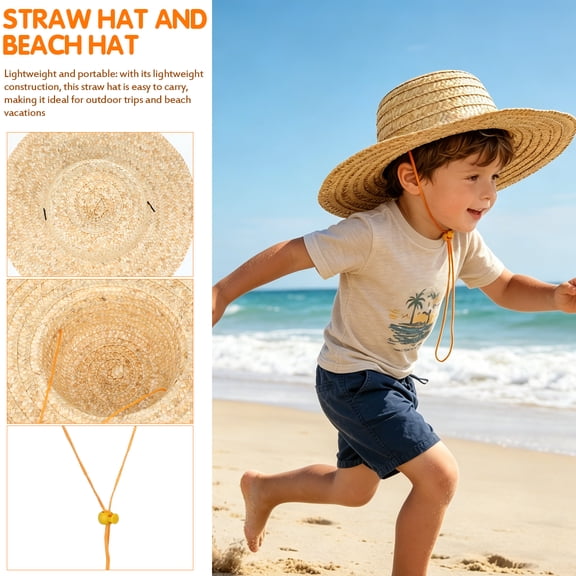 OUNONA Breathable Comfort Boys Water Hat Straw Hat Khaki 1Pcs For Summer Fun