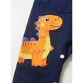 thumbnail image 6 of Infant Baby Boy Clothes Dinosaur Long Sleeve Romper + Animal Style Suspender Pants Outfit Set Dark Blue 6-9 Months, 6 of 7