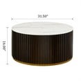 thumbnail image 4 of MCPRST Round Coffee Table with Storage, Wooden Cover, Marble Finish, Brown/White, 4 of 5
