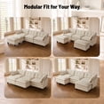 thumbnail image 4 of Amsleekey 111.5" Modular Sectional Sofa with 2 Movable Ottomans, U-Shaped Modern Corduroy Cloud Couch for Living Room, Comfy Deep Seat, Beige, 4 of 11