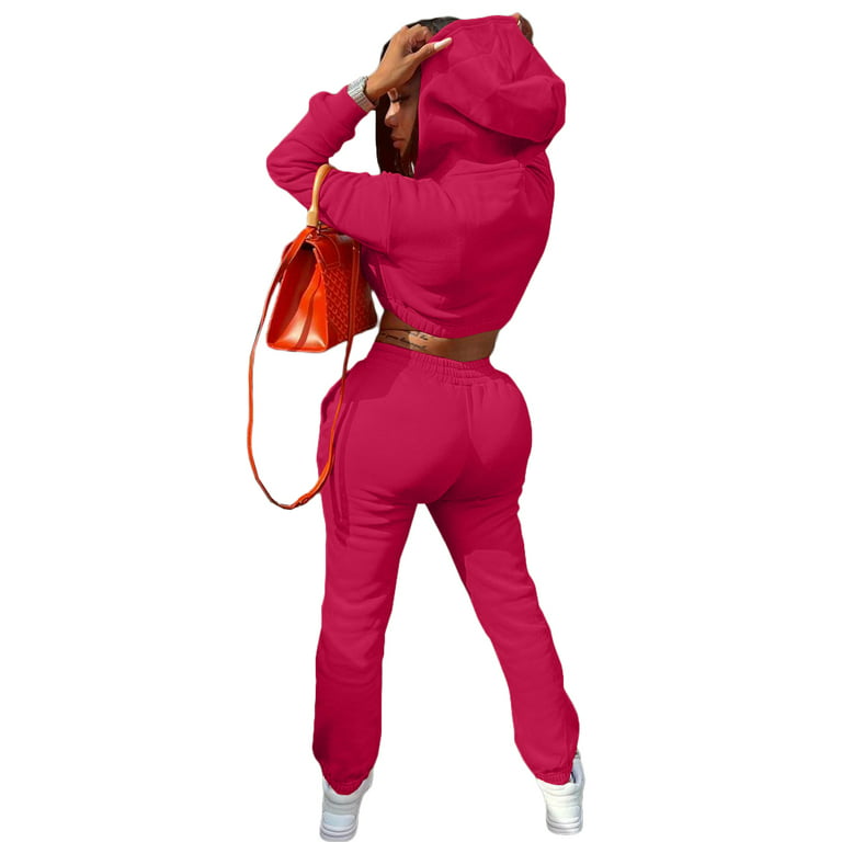 Women Tracksuits Pullover Long Sleeve Hooded Elastic Waist Drawstring Crop  Top Tracksuits Two Pieces Sets Esg16482 - China Tracksuits and Sweatsuits  price