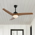 thumbnail image 4 of JONATHAN Y Sully 52" 1-Light Contemporary Industrial Iron/Plastic Mobile-App/Remote-Controlled 6-Speed Propeller Integrated LED Ceiling Fan, Light Brown Wood Finish/White, 4 of 8