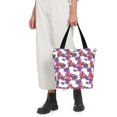 thumbnail image 3 of Vsdgher Peonies print Reusable Shopping Grocery Bags for Women Shopping with Pouch Foldable Pouch Lightweight Polyester Fabric, 3 of 6