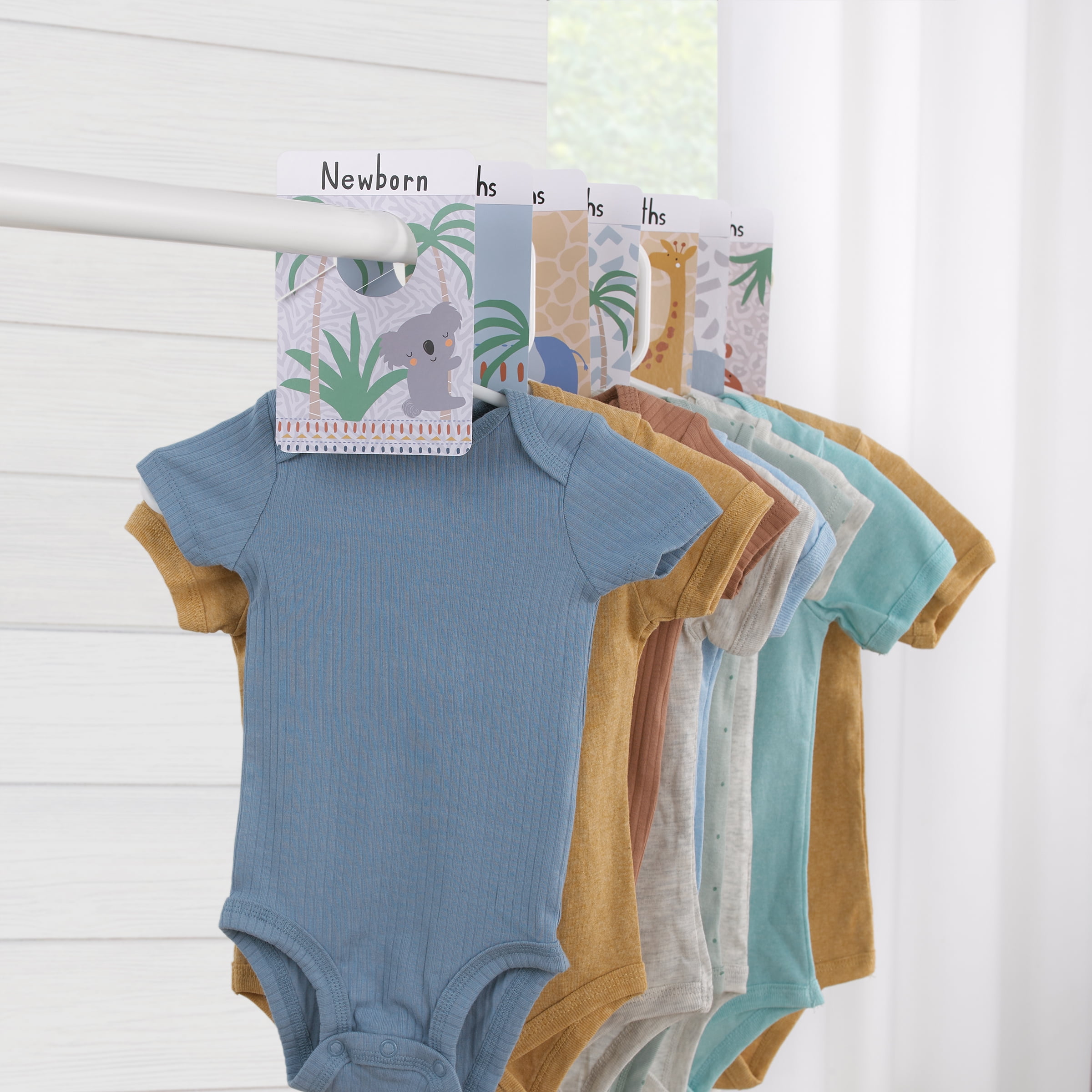 Parent's Choice Closet Dividers, Infant Unisex Jungle, Set of 7, Gray, Tan, Blue