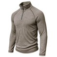thumbnail image 4 of TOUMENY Men Half Zip Sweater Long Sleeve Slim Casual Knit Pullover Stand Collar Solid Raglan Fall Winter Workout Tops Khaki XL, 4 of 6