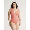 thumbnail image 2 of Time and Tru Women's and Women's Plus Plunge One Piece Swimsuit and Pareo Set, 2-Piece, Sizes XS-3X, 2 of 5
