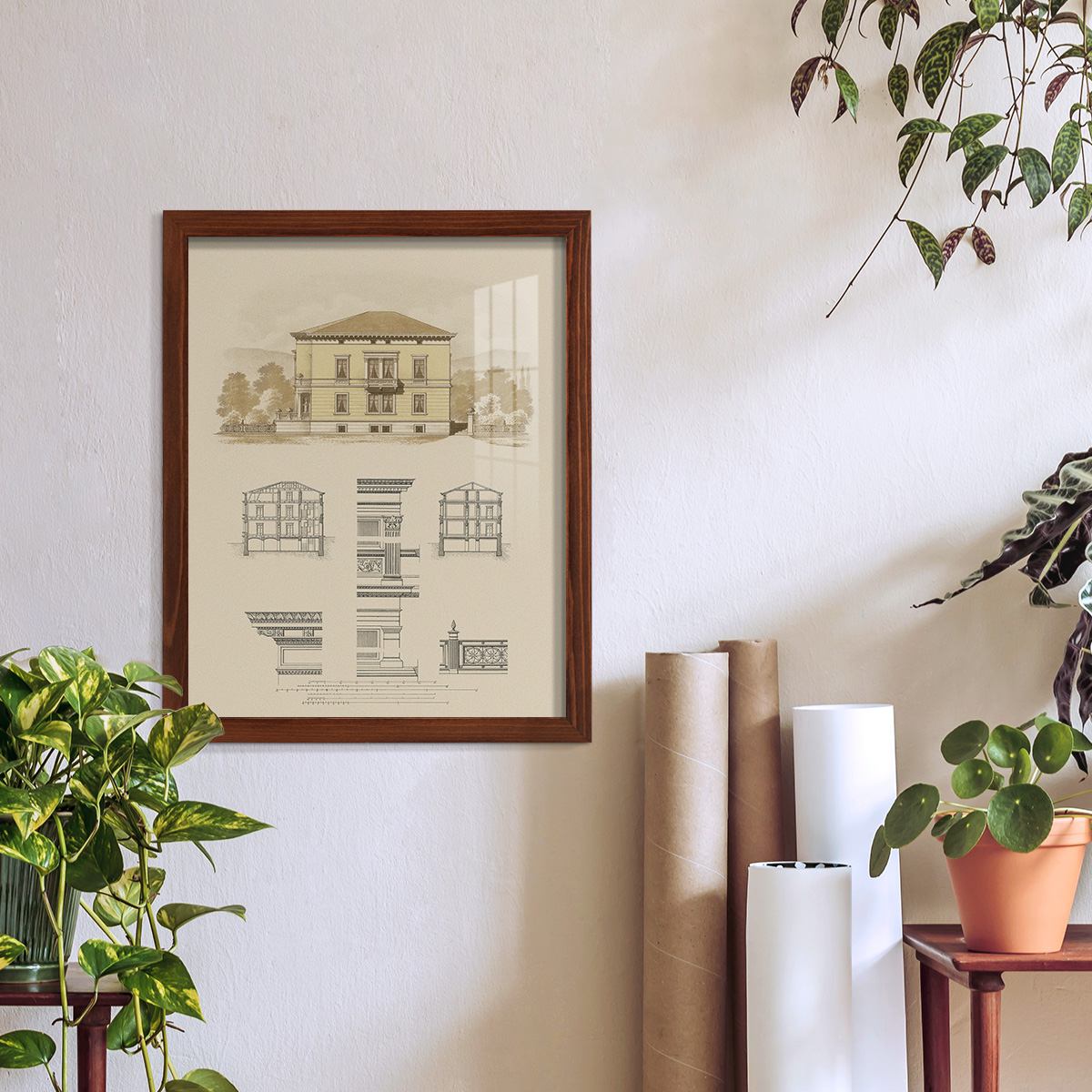 Estate and Plan II -Framed Print w/glass-Chestnut
