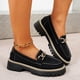thumbnail image 1 of Xucatan Women's Chunky Loafers, Leather Slip-On Dress Shoes with Metal Chain, Comfortable Business Casual Shoes for Office Work & Dressy Occasions Gift, 1 of 7