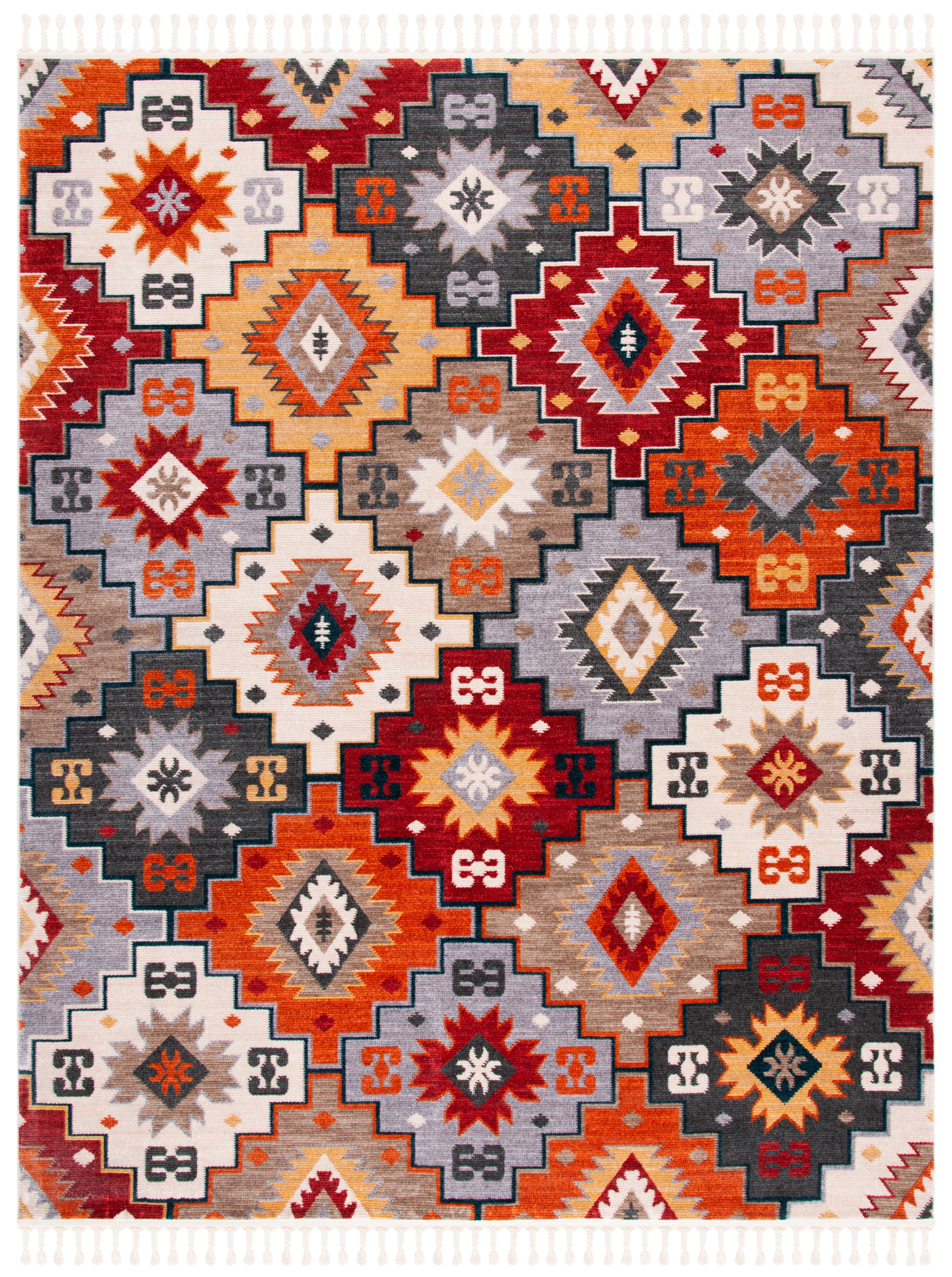 Safavieh Farmhouse Marais Geometric Area Rug, Gray/Red, 9' x 12'