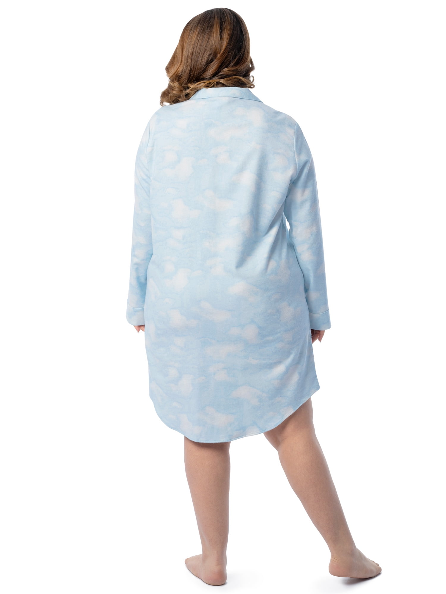 Fruit of the Loom Women's Beyond Soft Long Sleeve Button Down Flannel Sleepshirt, Sizes S-4X