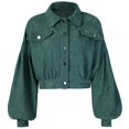 thumbnail image 4 of Jackets for Women Fall Jacket Womens Casual Lapel Corduroy Jacket With Sleeves Single Short Jacket, 4 of 8
