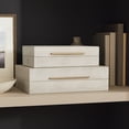 thumbnail image 3 of Decorative Faux Leather Boxes with Lid for Home Decor - Elegant Decor Boxes for Jewelry Storage and Keepsake - Stylish Home Organizer for Office or Living Room Decor - Set of 2, 4", 3", Ivory & Gold, 3 of 11