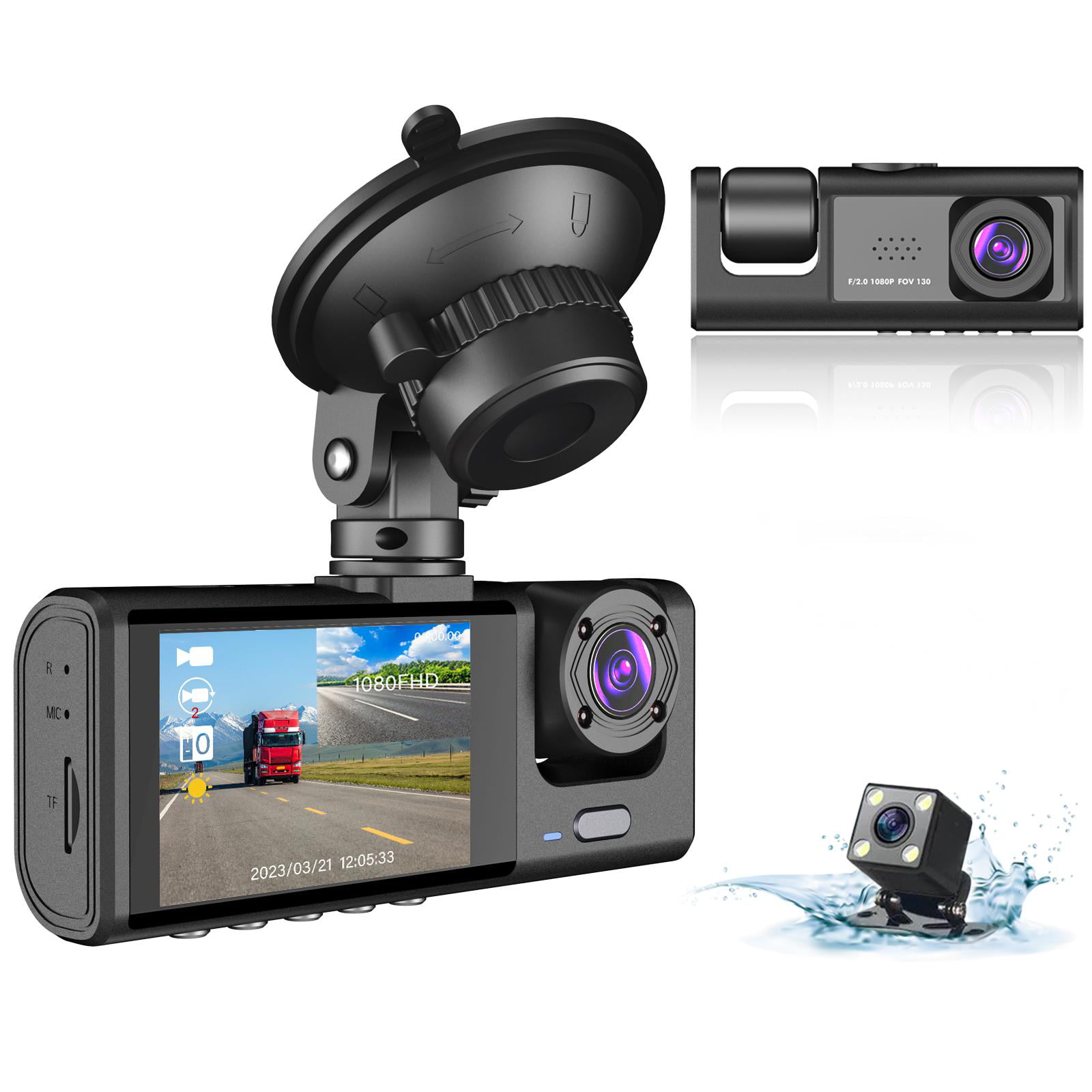 Dropship 3 Channel Dash Cam Front And Rear Inside; 1080P Dash IR Night  Vision; Loop Recording Car DVR Camera With 2 Inch IPS Screen 3 Cameras Car  Dashcam to Sell Online at
