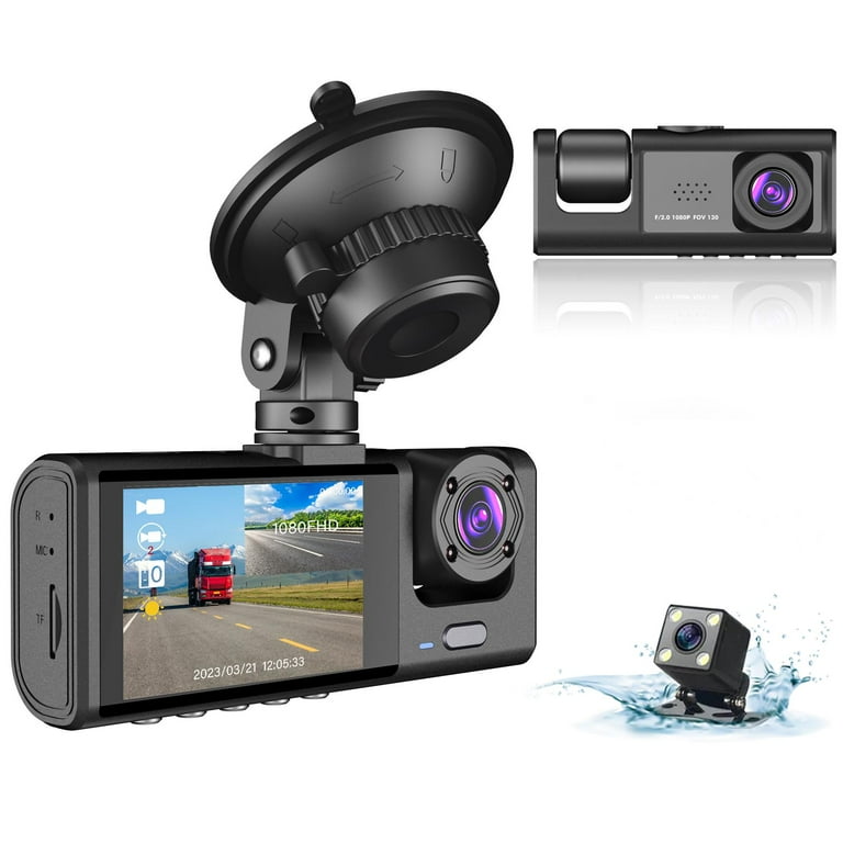  Galphi 3 Channel Dash Cam Front and Rear Inside, 1080P Dash  Camera for Cars, Dashcam Three Way Triple Car Camera with IR Night Vision,  Loop Recording, G-Sensor, 24 Hours Recording, Support