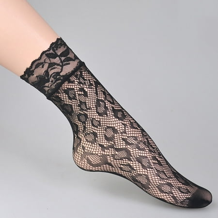 

Riforla 1 Pairs Women Lace Ankle Socks Fishnet Short Stockings E One Size
