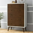 thumbnail image 4 of Pemberly Row Mid-Century Rectangular Wood 5-Drawer Dresser in White, 4 of 7