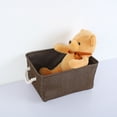 thumbnail image 1 of Cesta de almacenamiento de lino para el hogar, caja de ropa, contenedor organizador, color chocolate, tamaño M, 1 paquete, 1 of 7