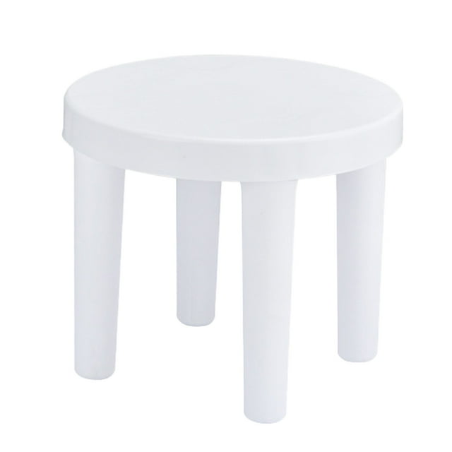 1PC Creative Plastic Small Low Stool Bathroom Antislip Round Stool (White)