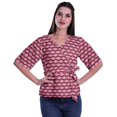 thumbnail image 3 of Moomaya Printed Wrap Over with Belt Style Top For Women Printed V-Neck Casual/Formal Top, 3 of 6