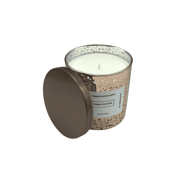 Terreux Mind & Body Leather Scented Candle | 8.4 oz Jar | Masculine Candle, 48-Hour Burn | Gift for Him | Hand-Poured & Eco-Friendly