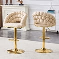 thumbnail image 3 of Set of 2 Beige Puffy Bubble Chair Ball Chain Chair Velvet Bar Stools with Gold Legs, Modern Tufted Adjustable Bar Chairs for Kitchen Island & Home Bar, 3 of 9