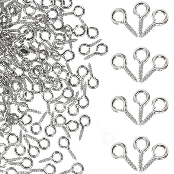 TOYMYTOY 500 Pcs Tiny Stainless Steel Screw Eyes for Crafting and Diy Projects