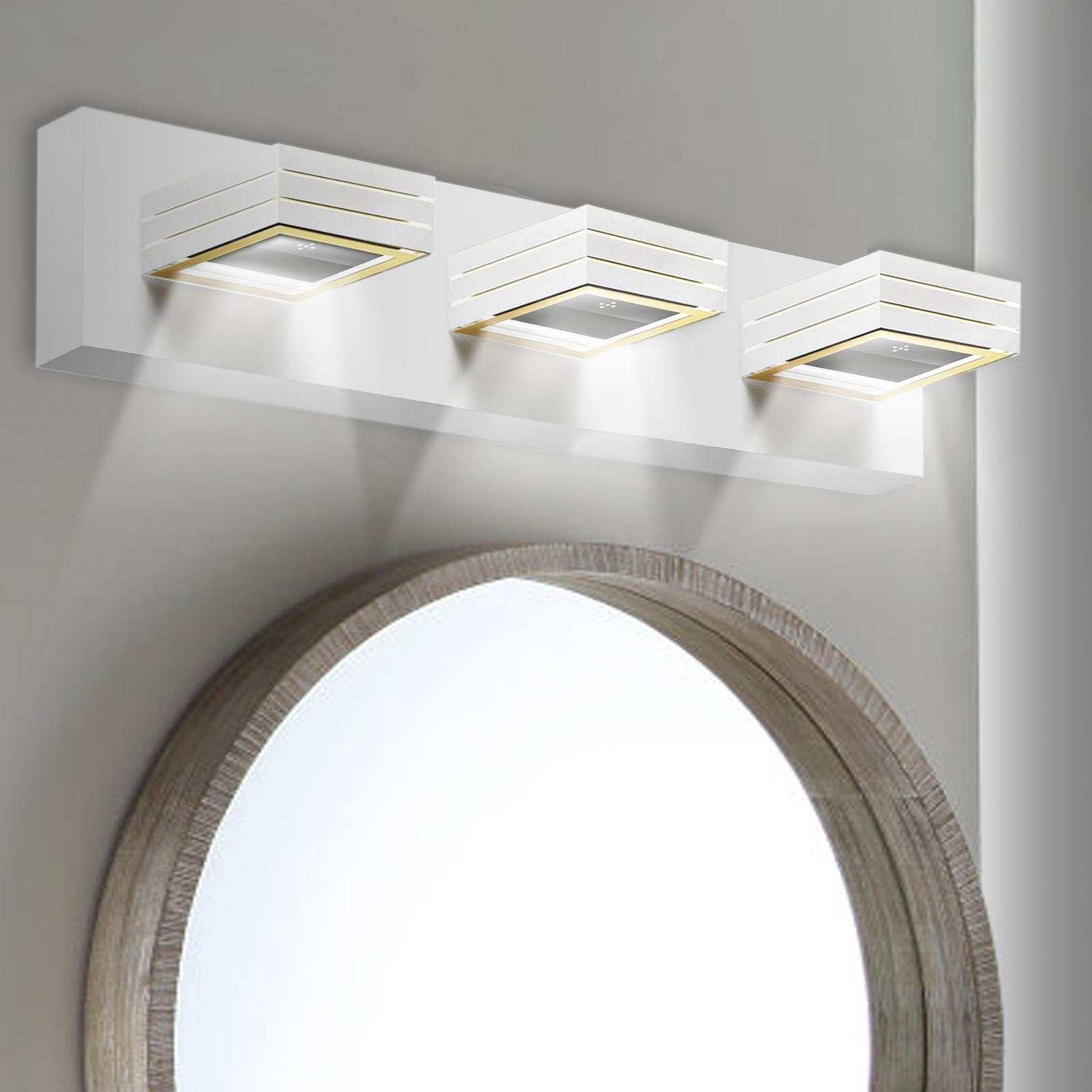 RIOUSERY Bathroom Light Fixtures, 3 Light Bathroom Vanity Light Over Mirror with Clear Glass