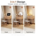 thumbnail image 6 of Muwuele Solid Wood Vanity Desk with Flip Top Mirror, Small Makeup Vanity with Stool, Brightness Adjustable Lights, Compact Dressing Table for Bedroom, Living Room, Natural, 6 of 12
