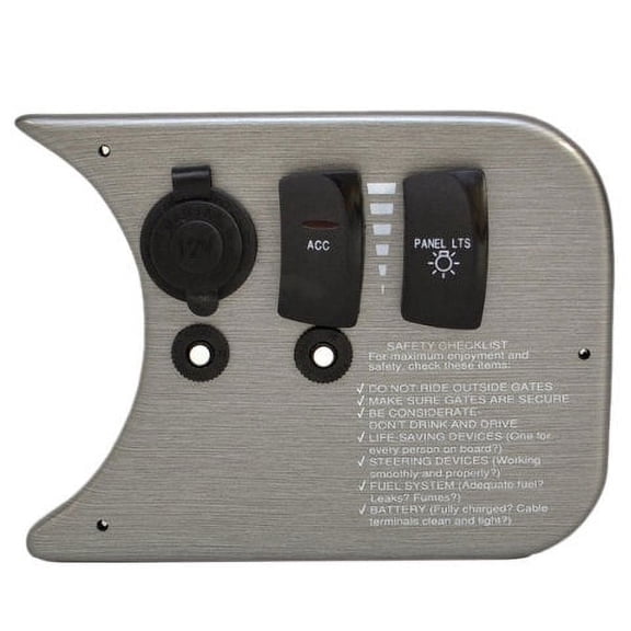 Weeres Brushed Gray 7 1/2 x 5 1/2 Inch Boat Rocker Switch and Push to Reset Breaker Panel