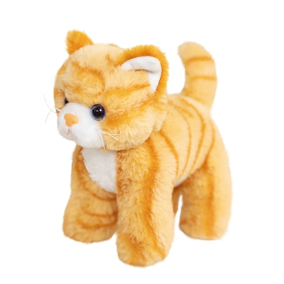 Cute Brown Cat Plush Toy, Soft Stuffed Cat Doll - Huggable Plush Material, Realistic Cat Features, Comfortable Cuddle Toy - For Kids Toddlers, Ideal Birthday Holiday Gift, Bedroom Playroom Decor, Cud