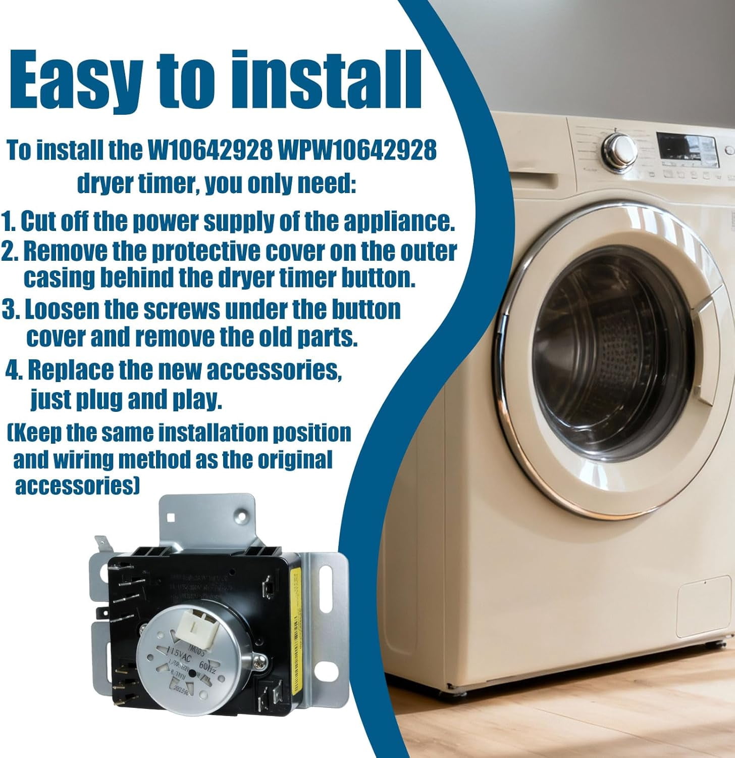 Aniceparthy W10642928 Dryer Timer Compatible with Maytag Replaces WPW10642928, PS11756913, 4448993,AP6023568,PD00043061,418-098-20-B5,EAP11756913