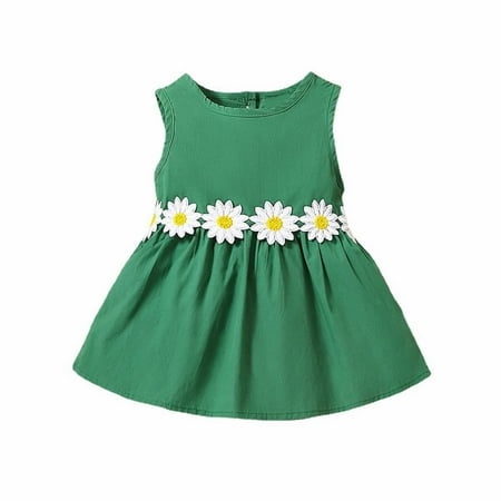 

Girls Dress Sleeveless Printed Princess Dress Baby Solid Color Casual Lace Sleeveless Dress For 3-24 Months Babies Baby Sundress Streetwear
