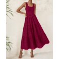 thumbnail image 2 of Vestido midi BTFBM para mujer con ojales de verano, sin mangas, rojo oscuro, 2 of 9