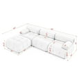 thumbnail image 4 of Aukfa 93" Sectional Sofa, Living Room Modular Couch with Ottoman, Pillow Top Arms, Teddy Fleece, Ivory, 4 of 10