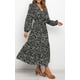 thumbnail image 4 of Vestido largo informal de fiesta holgado con escote en V, manga larga y volantes con estampado de leopardo estilo bohemio para mujer, 4 of 7