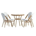 thumbnail image 2 of Flash Furniture Indoor/Outdoor Commercial French Bistro 31.5" Table, White and Gray PE Rattan, Glass Top with 4 Stack Chairs - Natural Frame, 2 of 10