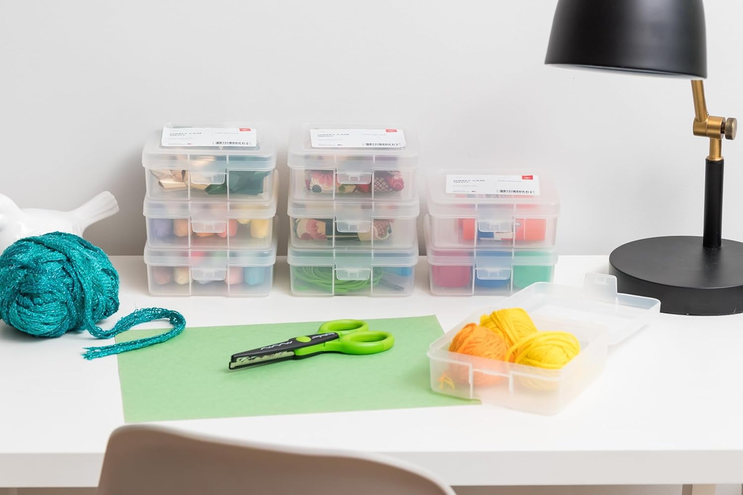 IRIS USA Pencil Case Box Storage Container for Organizing with Snap Lid, 18-Pack, Big capacity Stackable Plastic Pen Pouch for Craft Hobby Art Supplies Journaling Stationery Sticker, Clear, Small