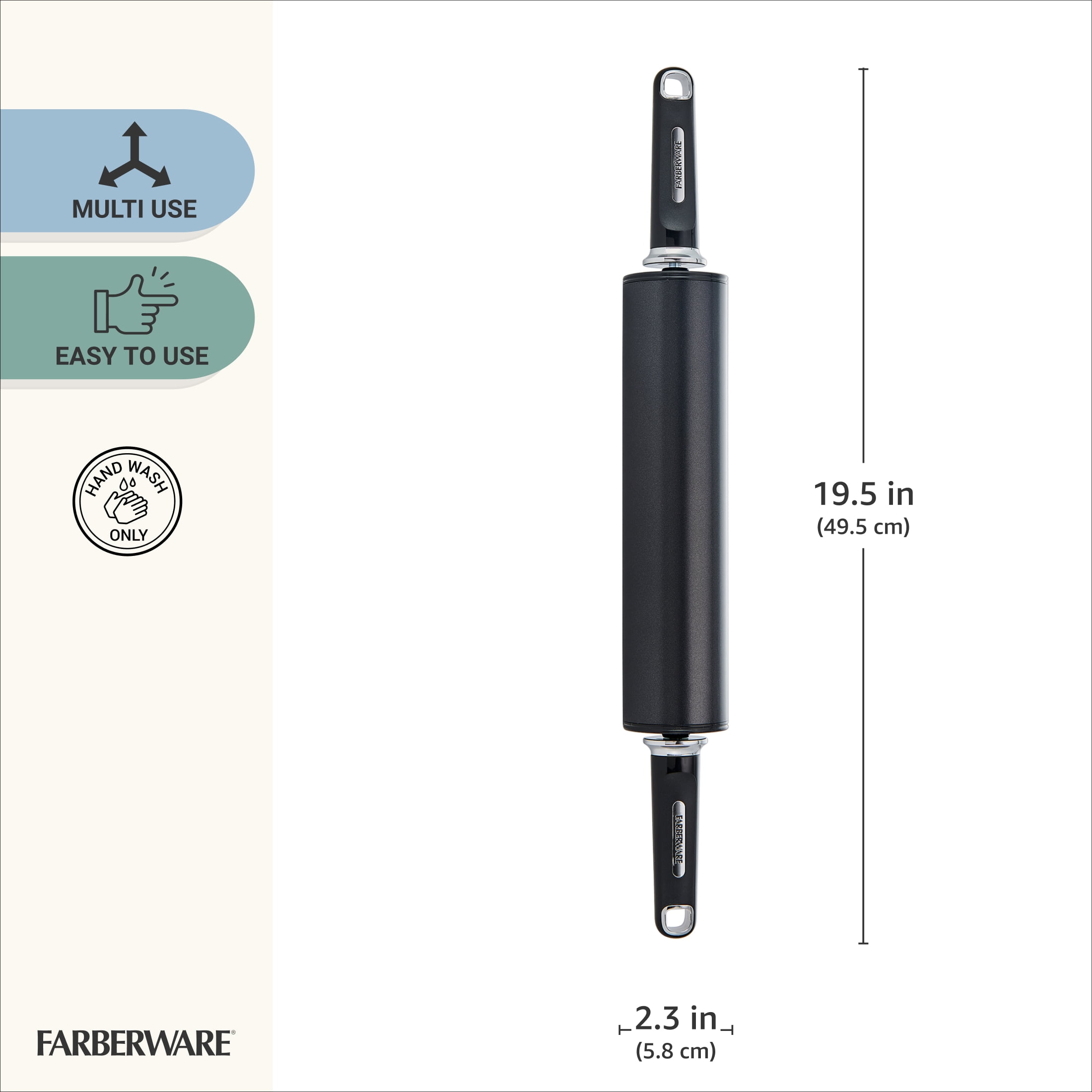 Farberware Professional Non-Stick Steel Rolling Pin Black