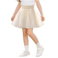 thumbnail image 2 of Girls Tulle Tutu Skirt A-Line Mini Dance Skirt with Elastic Waist Beige for Kids,Size 9-10 T, 2 of 8
