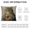 thumbnail image 5 of GOSMITH  Throw Pillow Case The Cat Holds a Cup of Coffee and Orange Glazed Donut Square Cushion Cover Standard Pillowcase for Men Women Home Decorative Sofa Armchair Livingroom, 5 of 5