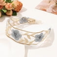 thumbnail image 5 of ievspot 1 Pcs  Mesh Yarn Wide Headband ,Retro Embroidery Flower Pattern Hair Hoop Soft Elastic Headband Hair Accessory, 5 of 8