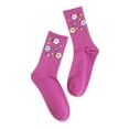 thumbnail image 4 of KDSJSXW Socks Mens Womens Dress Socks Lightweight Thin Casual Crew Calf Solid Color Socks Flower Butterfly Socks High Ankle Socks Women (Purple,One Size), 4 of 4