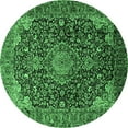 thumbnail image 1 of Ahgly Company Indoor Round Medallion Emerald Green Traditional Area Rugs, 5' Round, 1 of 4