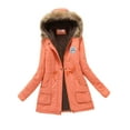 thumbnail image 1 of Daeful Parka Jacket  Trim Coat Hooded Overcoat Ladies Casual Drawstring Outwear Orange M, 1 of 2