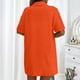 thumbnail image 5 of Conjunto de 2 piezas para mujer con camisa con solapa y pantalones cortos: color liso, traje informal de verano, poliéster, corte ajustado, tallas S-XL, ropa para vacaciones/fiestas, 5 of 8