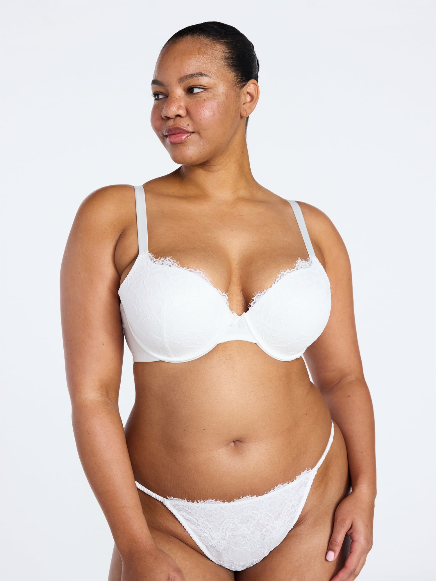 Joyspun Women's Bridal Lace and Satin Push Up Bra, Sizes XS-XXXL