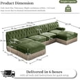 thumbnail image 2 of 136.5'' Modular Sectional Sofa, Chesterfield Velvet U-Shaped Couch, Upholstered 4-Seater Sofa with 2 Ottomans, Button Tufted, Tassel Fringe Skirt, Deep Couches for Living Room, Bedroom, Green, 2 of 11