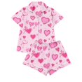 thumbnail image 6 of Satin Silk Pajamas for Women Collar Sleepwear Button Down Short Sleeve Shorts Pjs Set Loungewear Pink L, 6 of 6